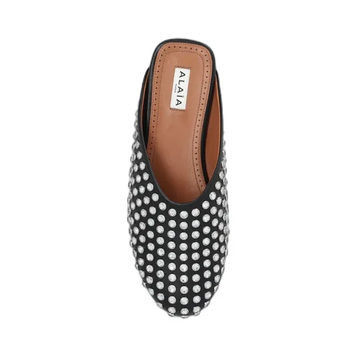 AlaÏA Crystal-Embellished Slip-On Mules