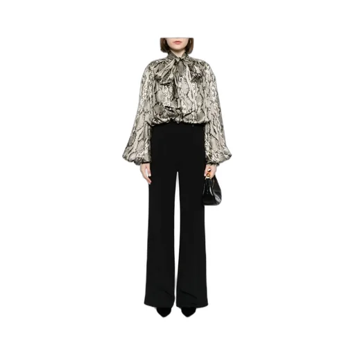Snakeskin-Print Silk Blouse