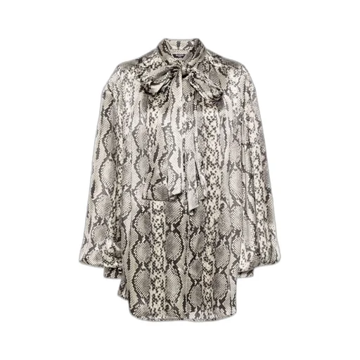 Snakeskin-Print Silk Blouse
