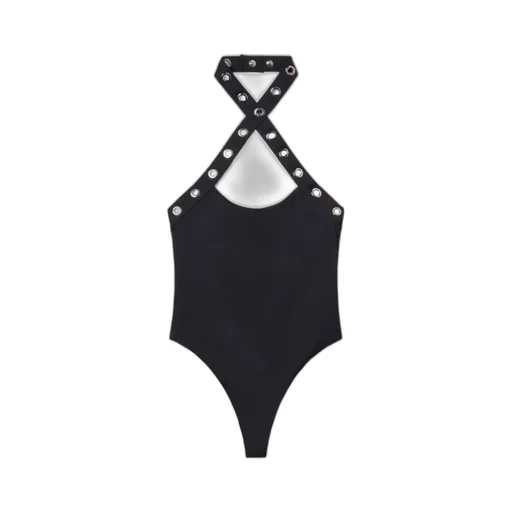 Eyelet-Embellished Halterneck Swimsuit