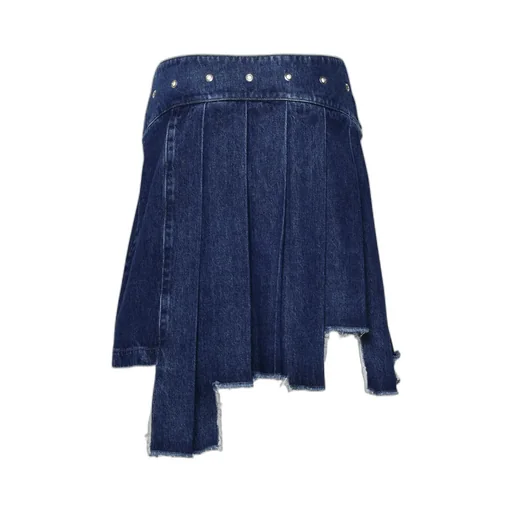 Off-White Belted Pleated Denim Skirt