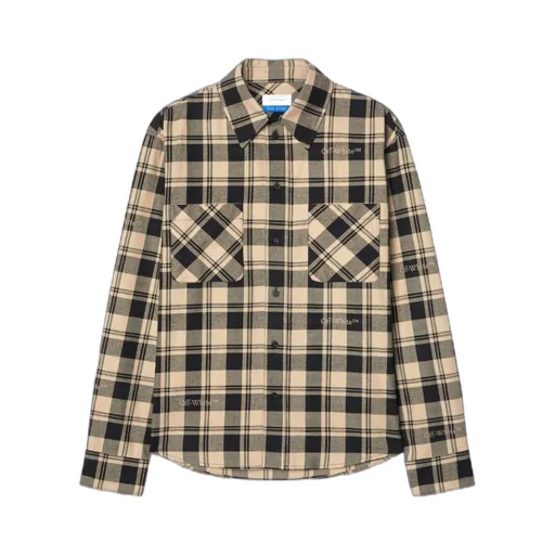 Off-White Checked Long-Sleeved Shirt