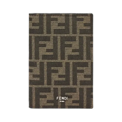 Brown Ff Fabric Passport Cover