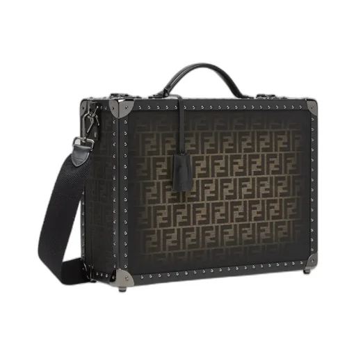 Brown Ff Fabric Suitcase