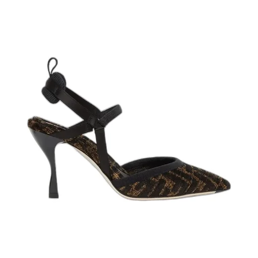 Fendi Monogram Jacquard Pointed-Toe Pumps