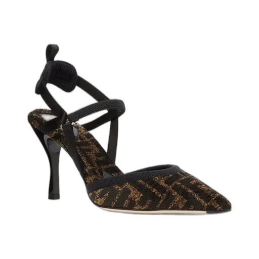 Fendi Monogram Jacquard Pointed-Toe Pumps