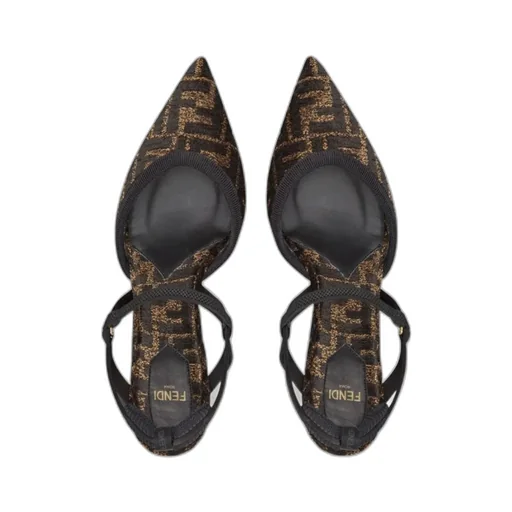 Fendi Monogram Jacquard Pointed-Toe Pumps
