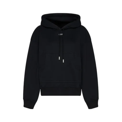 Off-White Drawstring Long-Sleeved Hoodie