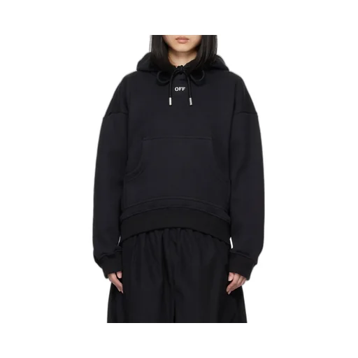 Off-White Drawstring Long-Sleeved Hoodie