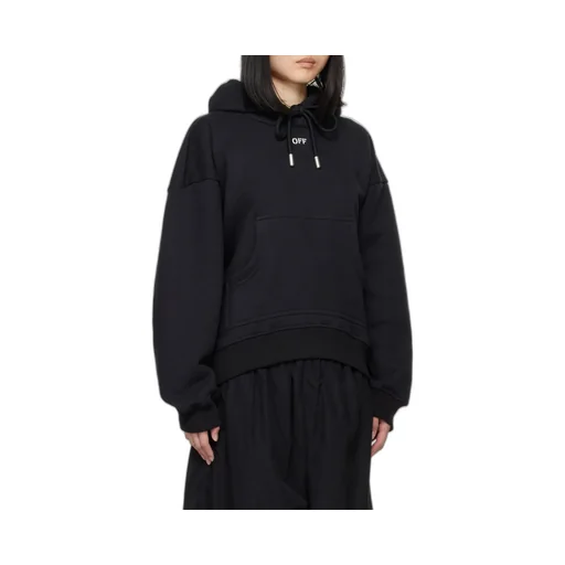 Off-White Drawstring Long-Sleeved Hoodie