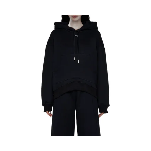 Off-White Drawstring Long-Sleeved Hoodie