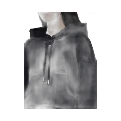 Off-White Drawstring Long-Sleeved Hoodie