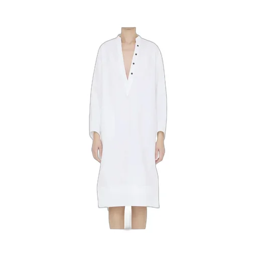 Khaite Brom Shift Long-Sleeved Midi Dress