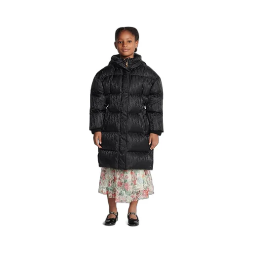 Baby Dior Allover Logo Printed Hooded Coat