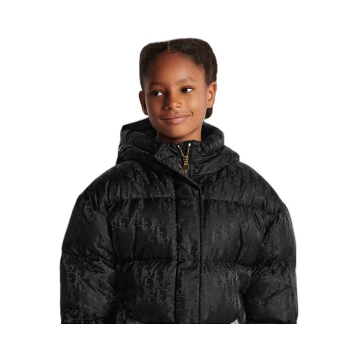 Baby Dior Allover Logo Printed Hooded Coat