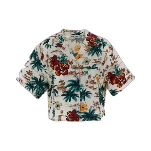 Miu Miu Graphic Printed Short-Sleeved Shirt