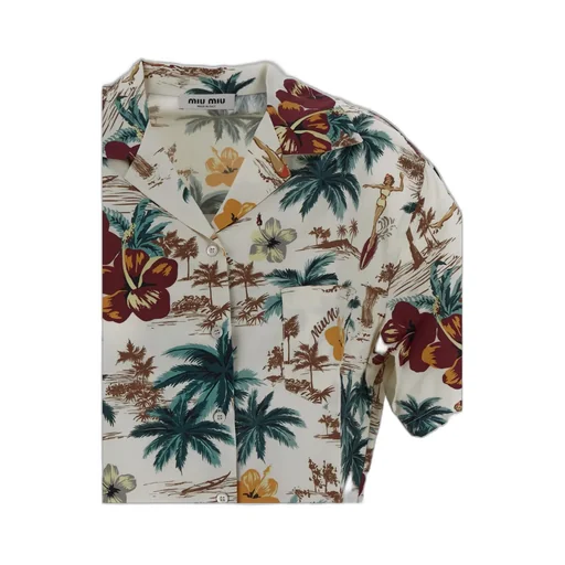 Miu Miu Graphic Printed Short-Sleeved Shirt