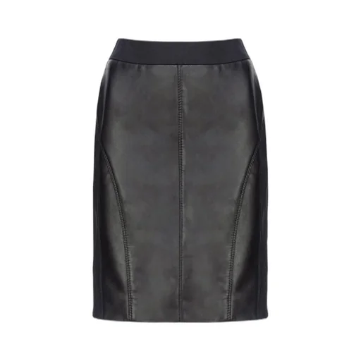 Pinko High-Waist Zipped Leather Skirt