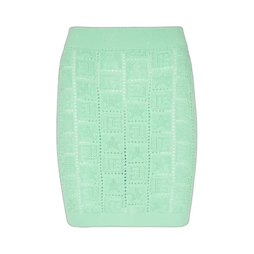 Balmain Openwork Monogram Knit Skirt
