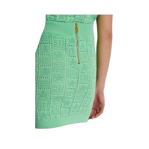 Balmain Openwork Monogram Knit Skirt
