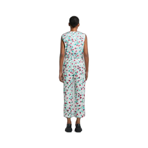 Marni Floral Printed Cropped Satin Trousers