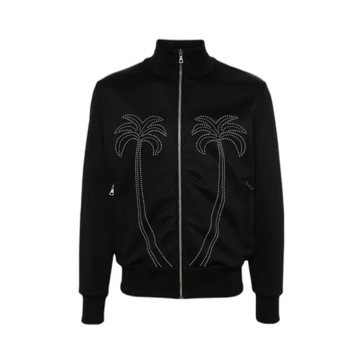 Palm Angels Milano Stud Embellished Zipped Track Jacket