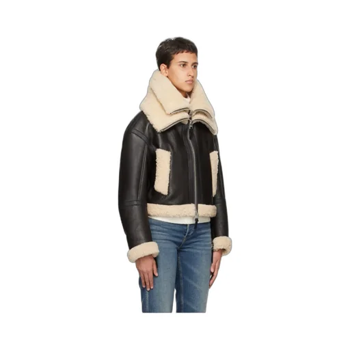 Laminated Design Leather Jacket