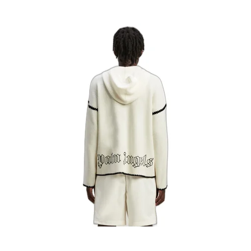 Palm Angels Monogram Embroidered Zipped Knitted Hoodie