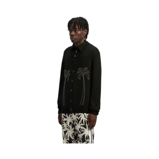 Palm Angels Palm-Stud Embellished V-Neck Cardigan