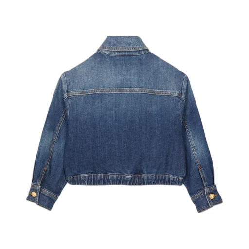 Balmain Kids Buttoned Cropped Denim Jacket