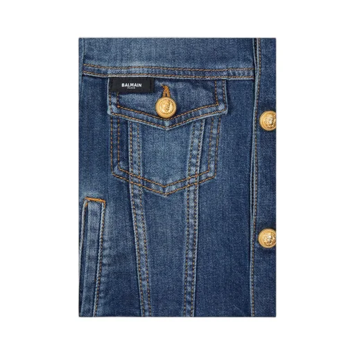 Balmain Kids Buttoned Cropped Denim Jacket