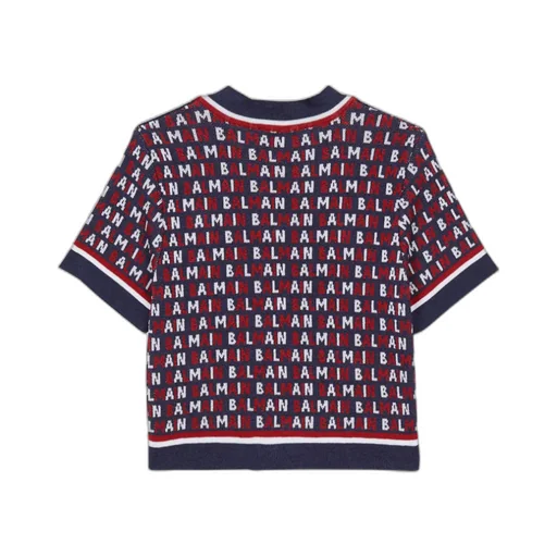 Balmain Kids Logo-Jacquard Knitted Cardigan