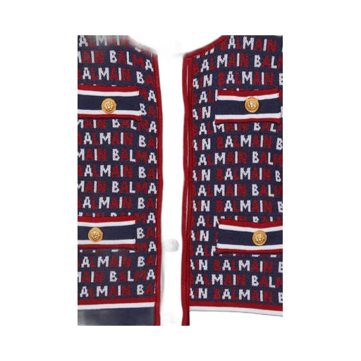 Balmain Kids Logo-Jacquard Knitted Cardigan