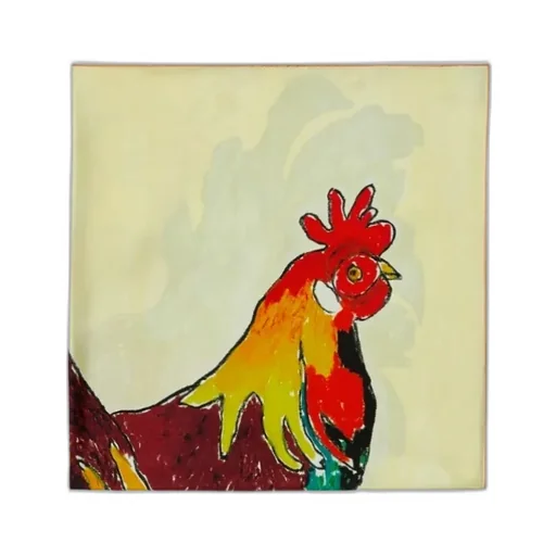Cockerel-Print Silk Scarf
