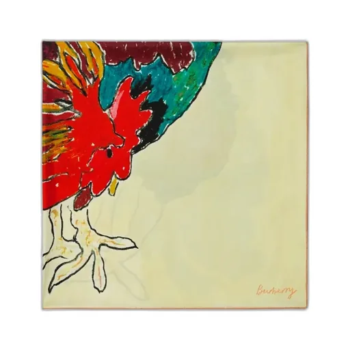 Cockerel-Print Silk Scarf