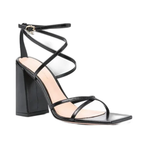 Clasp Square Head High-Heeled Sandals