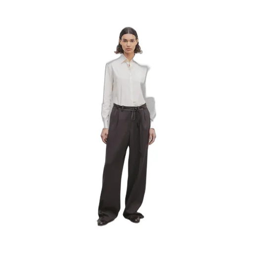 Belt-Loop Wool Casual Pants