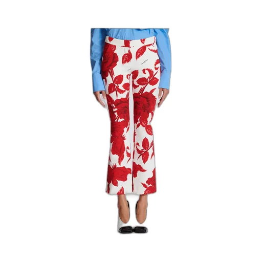 Crepe Trousers With Roses Print