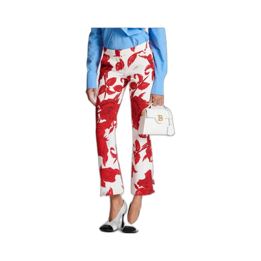 Crepe Trousers With Roses Print