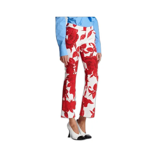 Crepe Trousers With Roses Print