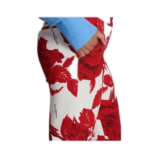 Crepe Trousers With Roses Print