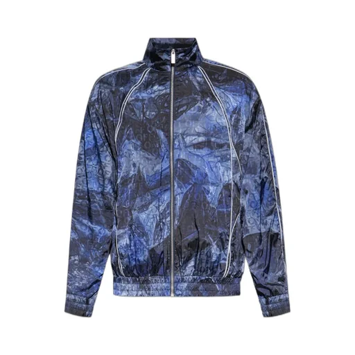 Off White Crinkled Zip-Up Windbreaker Jacket