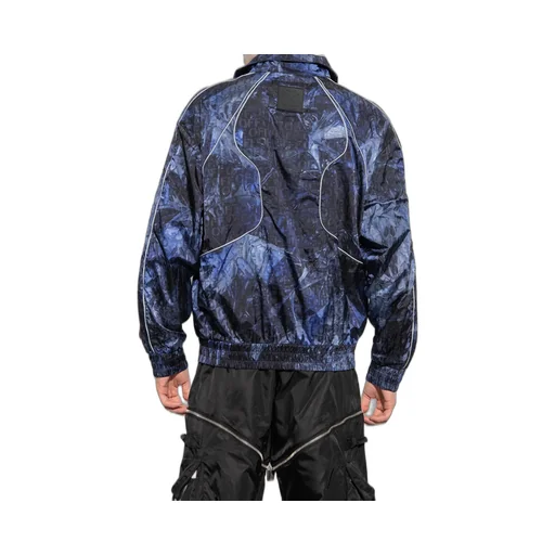 Off White Crinkled Zip-Up Windbreaker Jacket