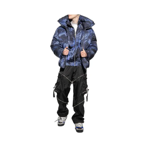Off White Crinkled Zip-Up Windbreaker Jacket