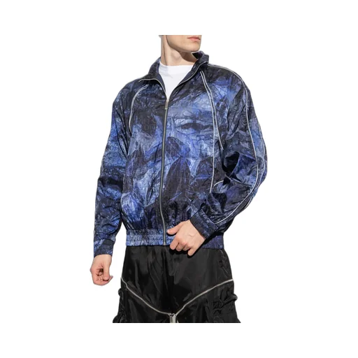 Off White Crinkled Zip-Up Windbreaker Jacket