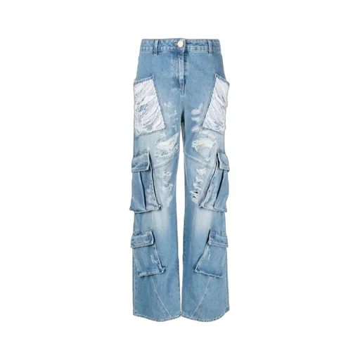 Elisabetta Franchi Distressed Wide Leg Jeans