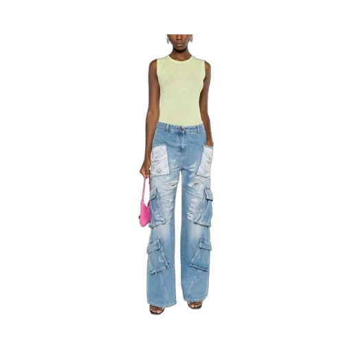 Elisabetta Franchi Distressed Wide Leg Jeans