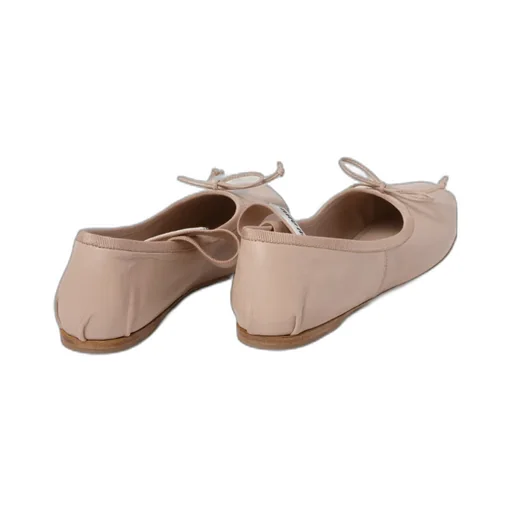 Miu Miu Logo-Printed Bow Detailed Ballerina Shoes