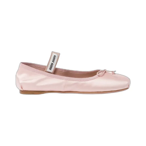 Miu Miu Bow-Detailed Slip-On Satin Ballerina Shoes