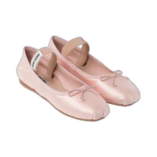 Miu Miu Bow-Detailed Slip-On Satin Ballerina Shoes